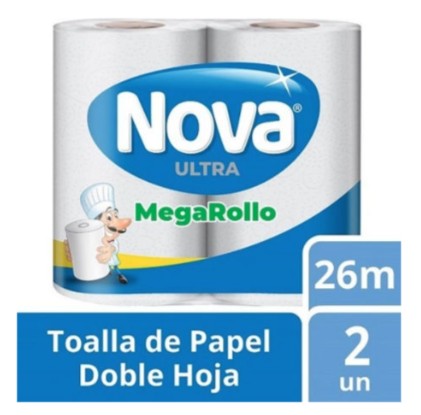 Manga Toalla de Papel Nova hoja doble 26 mts (8 paq)