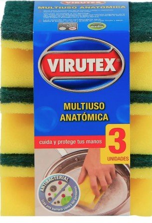 Esponja Multiuso Anatómica Virutex (3 unidades) - Ocasión